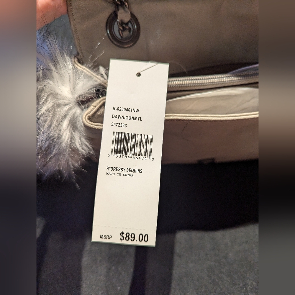 NINE WEST HANDBAG FURRY TAIL AND SEQUINS, NWT - Picture 5 of 6
